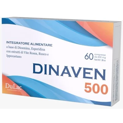Imagen de Dulàc Diosmina Hesperidina 500mg para la Circulación de las Piernas Cansadas, Hinchadas, Varices, Arañas Vasculares y Hemorroides, Complemento Alimenticio Dinaven 500 60 Comprimidos