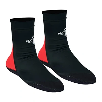 Imagen de Playwell Calcetines para artes marciales y mixtas, con alfombrilla de tatami, color negro rojo, Negro, L