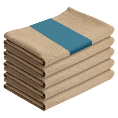 Imagen de JEMIDI Paños de Cocina Algodon 100% Set 5X Trapos Secado Rápido Pack para Secar Color Beige 50 x 70 cm
