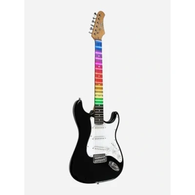 Imagen de EKO GUITARS S 300 BLACK Visual NOTE, Guitarra eléctrica &quot;Visual Note&quot;, cuerpo álamo, mango de acero, teclado resina, lámina Note que se interfaz con la aplicación dedicada, color negro