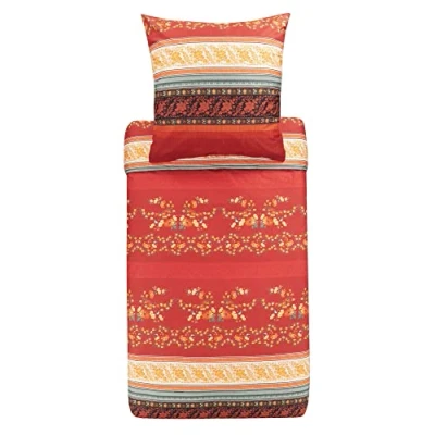 Imagen de Bassetti Juego de Ropa Cama Orosei R1 algodón satén mako en Color Rojo, 2 Piezas con Cremallera, tamaño: 155 x 220 cm, 80 9323454
