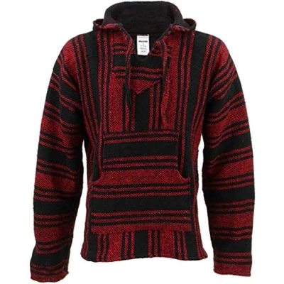 Imagen de Sudadera de diseño tradicional mejicano, color Rojo y negro, con capucha estilo hippie rosso XXL