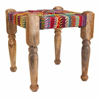 Imagen de WANDERLUST DECO Taburete de Cuerda Trenzada a Colores