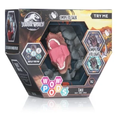 Imagen de WOW! PODS Colección Jurassic World Tyranosaurus Rex (SFX) Figura Coleccionable con luz, Efectos de Sonido y Sensor Movimiento (Deqube 918JUR100503)