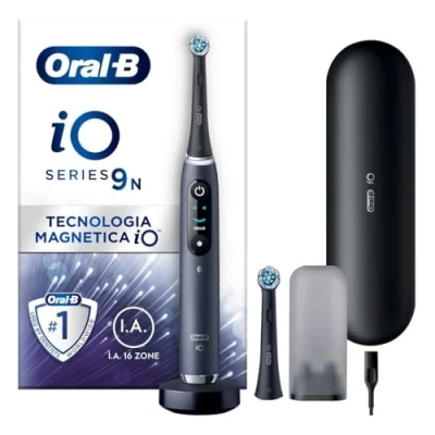 Imagen de Oral B iO 9 Cepillo De Dientes Eléctrico Negro Con 1 Cabezal, Estuche Cargador Viaje y Funda Magnética, 7 Modos Cepillado, Sensor Presión, Diseñado por Braun