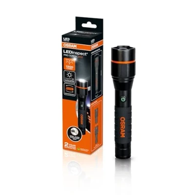 Imagen de OSRAM LEDinspect PRO TORCH 1200, linterna de inspección LED recargable, función zoom, luminosidad 1200 lm, 6000 K, 5 modos iluminación