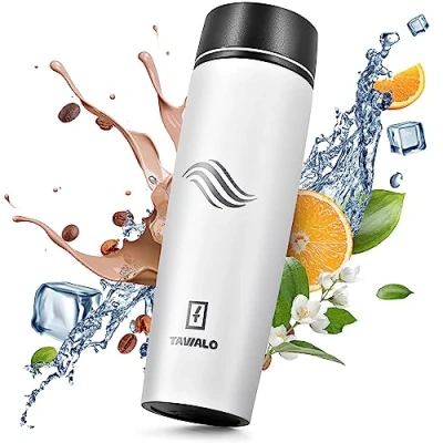 Imagen de TAVIALO Botella de Agua Acero Inox Termica 460ML. Ecológica Sin Bpa. Con aislamiento frío/calor. Práctica Ligera y Elegante. Lavable en lavavajillas. (blanco nieve)