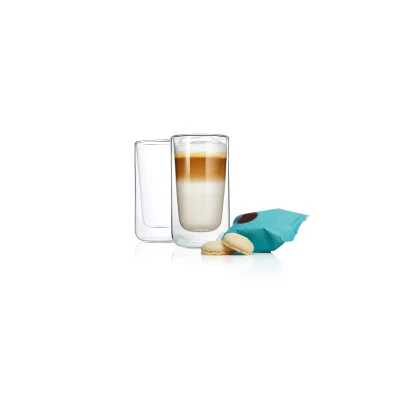 Imagen de Blomus 63655 Nero Juego de 2 vasos térmicos para macciato, cristal transparente, 7,9 x 13,9 cm, unidades