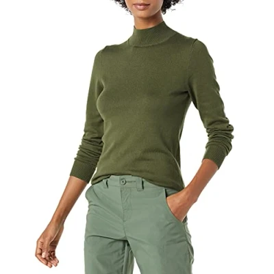 Imagen de Amazon Essentials Sudadera ligera con cuello en pico (disponible tallas grandes) Mujer, Verde Oliva, M