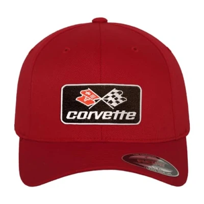Imagen de Chevrolet Licenciado Oficialmente Corvette C3 Patch Gorra de béisbol Flexfit (Rojo), Small/Medium