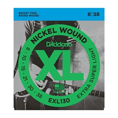Imagen de D&#039;Addario Cuerdas Guitarra Electrica de EXL130 Juego Cuerdas, Plateado, Extra Super Light, 08 38