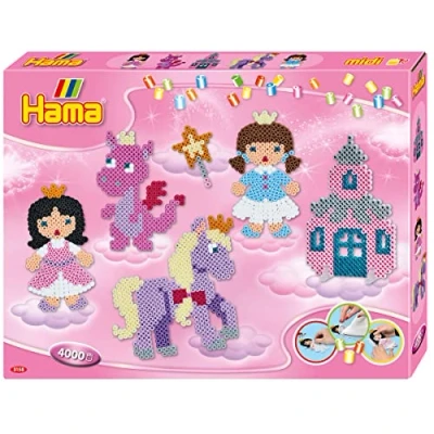 Imagen de HAMA Caja &quot;Fantasie Fun&quot; 4000 Cuentas y 2 placas para planchar de tamaño Midi Ocio creativo
