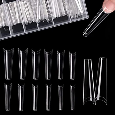 Imagen de 120 Pcs Puntas de Uñas Postizas, Extra Largas XXL Acrílicas Transparentes para Salones Hogar y DIY Accesorio Arte