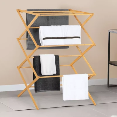 Imagen de IDMarket Secador de ropa acordeón bambú Rita