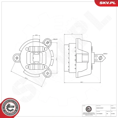 Imagen de ESEN SKV 75SKV014 Soporte de motor derecha hidráulico Caucho, Plástico 170mm 136mm BMW: 7 (F01, F02, F03, F04) 740 i, Li 2008 2012