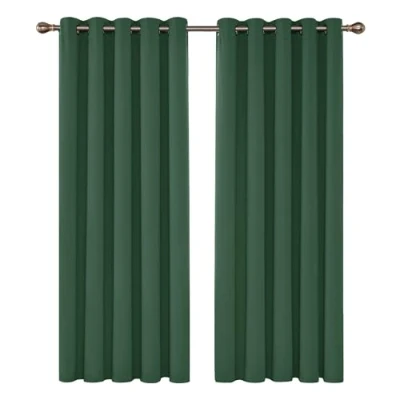 Imagen de Deconovo Cortinas Opacas 2 Piezas para Dormitorio Salón Modernas, Aislantes Térmicas y Reducción de Ruido, EcolóGicas Certificadas,168 x 183 cm Verde Oscuro