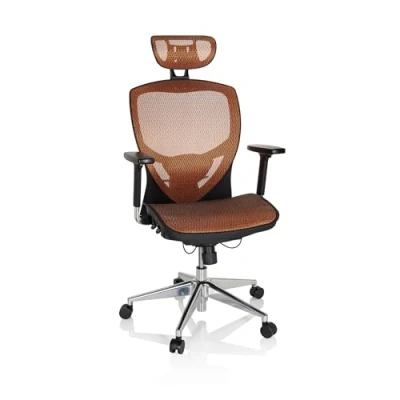 Imagen de hjh OFFICE 657020 Silla de Oficina Venus One Tejido Malla Naranja, giatoria, Soporte Lumbar Flexible, Respaldo con Ajuste Altura