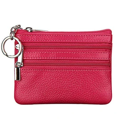 Imagen de Monedero de Cuero Genuino para Mujer con Llavero, Rosa (b), Talla única,