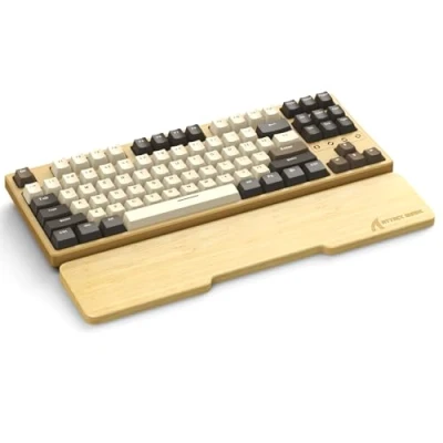 Imagen de Attack Shark Reposamuñecas de Bambú Natural 87 Teclas, Ergonómico para Mejorar La Comodidad Escritura y Juegos, Respetuoso con el Medio Ambiente, Tacto Madera, Antideslizante