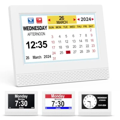 Imagen de SENXINGYAN 7&quot; LCD Reloj Digital Calendario con Fecha, día y Hora Alzheimer para Adultos Mayores, Es un Regalo Los Padres (Negro)