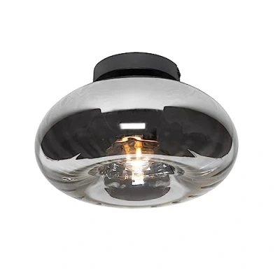 Imagen de Qazqa Art deco plafondlamp zwart met smoke glas Ayesha Adecuado para LED Max. x Watt
