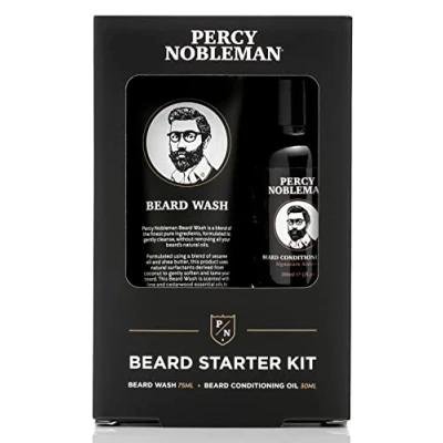 Imagen de Kit Inicial para Barba de Percy Nobleman, un Cuidado la que Contiene Aceite y Jabón Barba, adecuado como relleno media, 30ml / 75ml