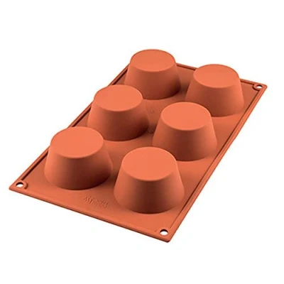 Imagen de Silikomart SF023 Muffin Molde de Silicona Ø69 h 35 mm, marrón, 30 x 17 3,5 cm