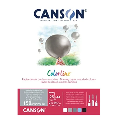 Imagen de CANSON Colorline Bloc de 25 hojas papel dibujo color A4, 150 g/m², gris