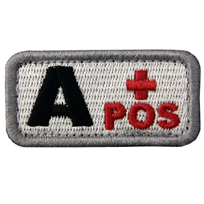 Imagen de Táctico Tipo A positivo de sangre emblema Broche Bordado Gancho y Parche bucle cierre, Negro rojo