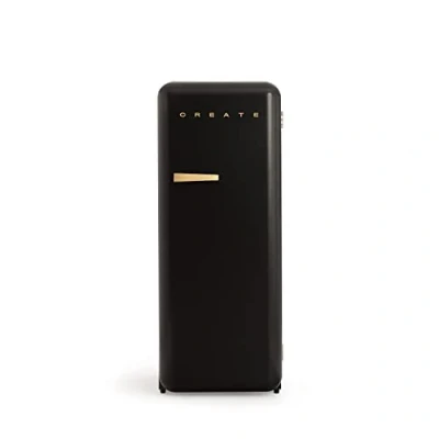 Imagen de CREATE / RETRO FRIDGE 150 WOOD/Frigorífico negro maneta madera con congelador 281L 102W, bajo consumo, diseño vintage, 150cm, 3 estantes, regulador temperatura, botellero, 60x60x150cm