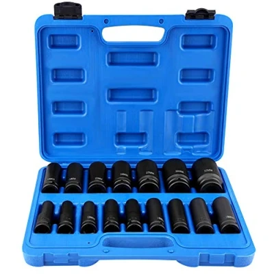 Imagen de juego de llaves vaso impacto hexagonales 1/2 pulgada, 16 piezas profundo con caja herramientas (1/2&quot;, hexagonales, 10 32 mm, para atornillador impacto)