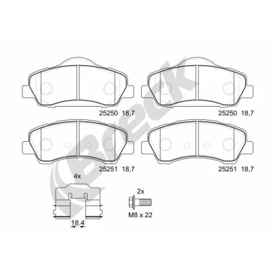 Imagen de BRECK 25250 00 701 Juego de pastillas freno con accesorios PEUGEOT: 308 II Hatchback, SW 2, Furgón / Hatchback