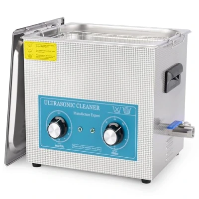 Imagen de stonylab Limpiador Ultrasónico, Acero Inoxidable 304 limpiadores Ultrasonidos Profesional Multiusos con Panel de Control Mecánico Calefacción y Temporizador para Laboratorio 40kHz 220V, 10L