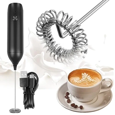 Imagen de Espumador de Leche Eléctrico, Weinsamkeit USB Recargable Electrico Manual Portátil Batidora Pequeña para Café, Latte, Capuchino, Macha, Macchiato