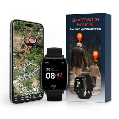 Imagen de PAJ SMARTWATCH Finder 4G para niños y Mayores GPS, Alarma SOS, cámara, Mensajes de Voz, ubicación en Tiempo Real, Resistente al Agua, fácil Uso, Ideal niños, Personas con Demencia