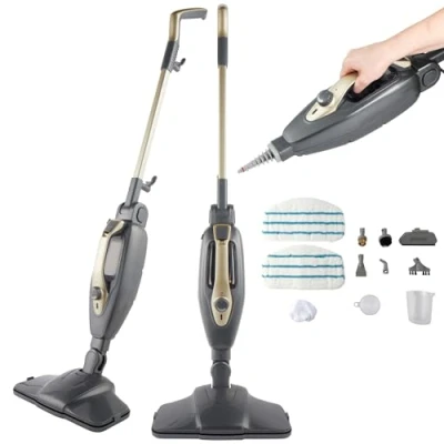 Imagen de Beldray BEL01732TT Titanium 14 in 1 Steam Cleaner Multipurpose Mop, 350ml, Flexi Hinge, Chemical Free Steamer, Window Cleaner, Extra Nozzles and Mop Pads Included, Disinfect/Sanitise, 1300W