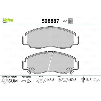 Imagen de VALEO 598887 Juego de pastillas freno Eje delantero con contacto avisador desgaste Chapa antichirridos HONDA: CIVIC 7 Hatchback, 9, Jazz 2