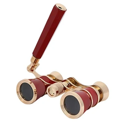 Imagen de Binoculares de Teatro, Telescopio Binocular Opera 3X25 portátil Teatro para Mujeres niñas niños(Rojo)
