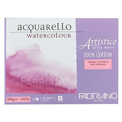 Imagen de Fabriano Artistico Hot presionado bloque Acuarela Pequeño (23x30.5 cm) Alta Blanca