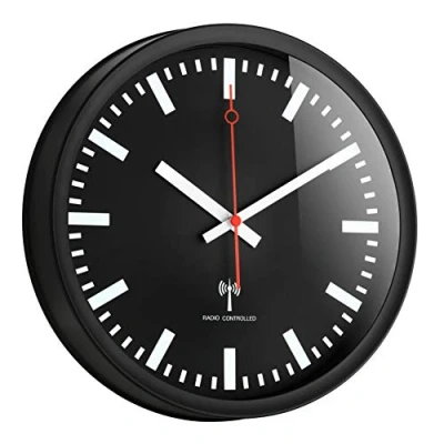 Imagen de TFA Dostmann 60.3513 Radio Reloj de Pared, Negro con baterías