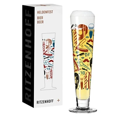 Imagen de Ritzenhoff 1011011 Vaso de cerveza 330 ml Serie Heldenfest, motivo nº 11 Barber redondo y multicolor Made in Germany