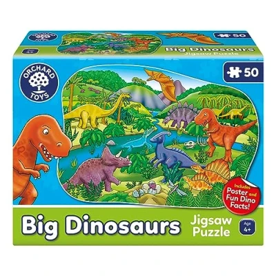 Imagen de Orchard Toys Big Dinosaurs Jigsaw Puzzle for Kids, Large Floor Puzzle, 50 Piece Educational Toy Toddlers and Age 4+ Makes a Great Animal or Dinosaur Gifts Boys Girls