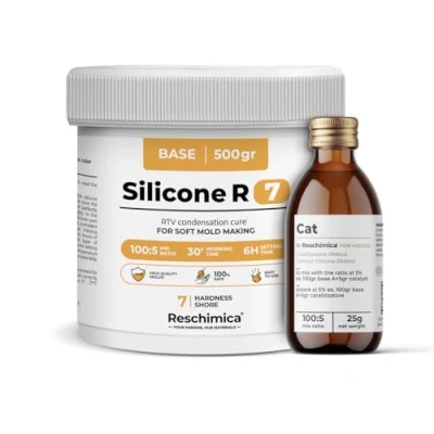 Imagen de Goma de Silicona Líquida R7, Ideal para moldes Blanda, endurecimiento rápido, DIY, Hacer Resina, Cera, Yeso y hormigón (500 gr)