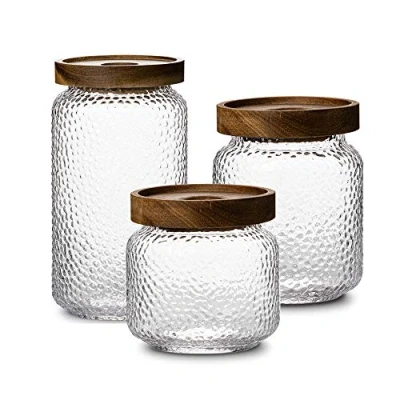Imagen de NUTRIUPS Glass Jar Juego de tarros café con tapa madera (350 + 500 750 ml)