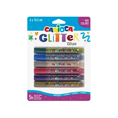 Imagen de Carioca Pegamento Glitter Mix, Tubos de Colores, 10,5 ml, 6 Unidades