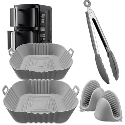 Imagen de Accesorios para freidora de aire Ninja Double Stack 7.6L SL300UK: el juego incluye forros silicona dobles SL300UK, guantes silicona, pinzas, SL300UK FryEasy