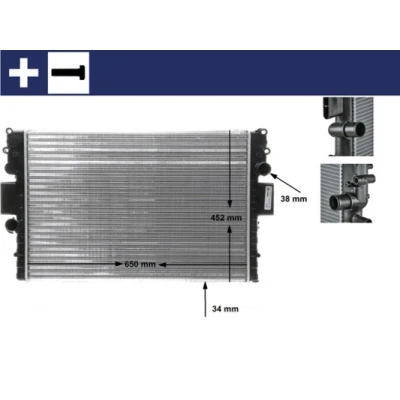 Imagen de MAHLE ORIGINAL CR 1551 000S Radiador, refrigeración del motor 650 452 34 con tornillo Aletas unidas mecánicamente IVECO: DAILY 3