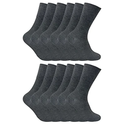 Imagen de Sock Snob Hombre Calcetines Diabeticos Térmicos 12 Pares Extra Largos Para Invierno, gris, 39 45