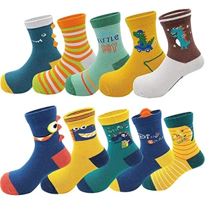 Imagen de YANWANG 10 Pares de Calcetines para Niños Niñas Algodón Lindo 1 años(S:1 3 años,3#Estegosaurio)