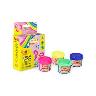 Imagen de Jovi Pack de 4 botes témpera glitter, multicolor, 35 mililitros (518)